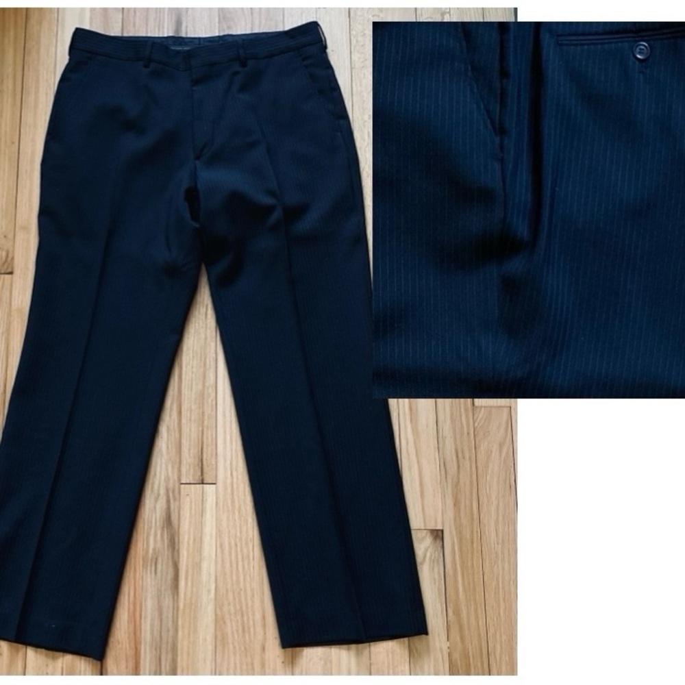 Wore once, Mens Trousers by Express 100% Wool Black pinstripes Size 33/30
